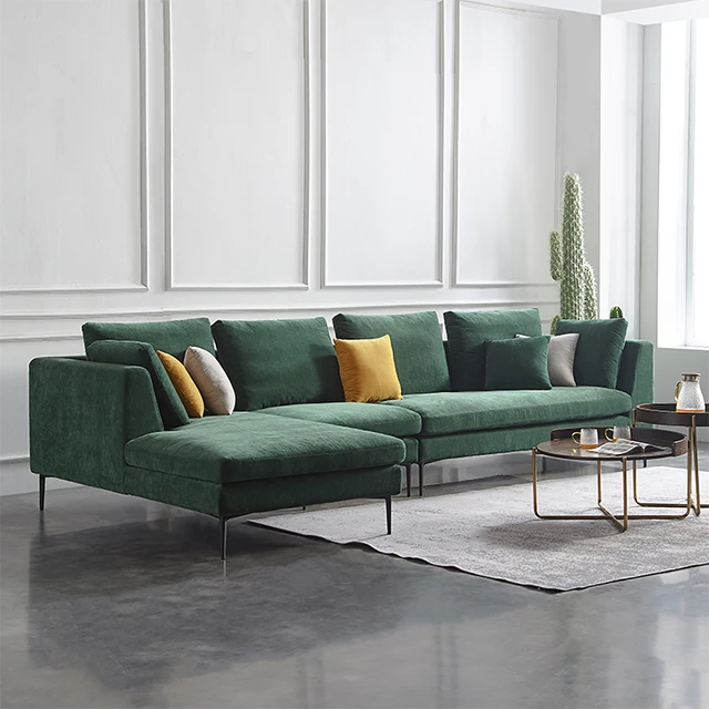 Simple Fresh Dark Green Fabric Sofa Living Room