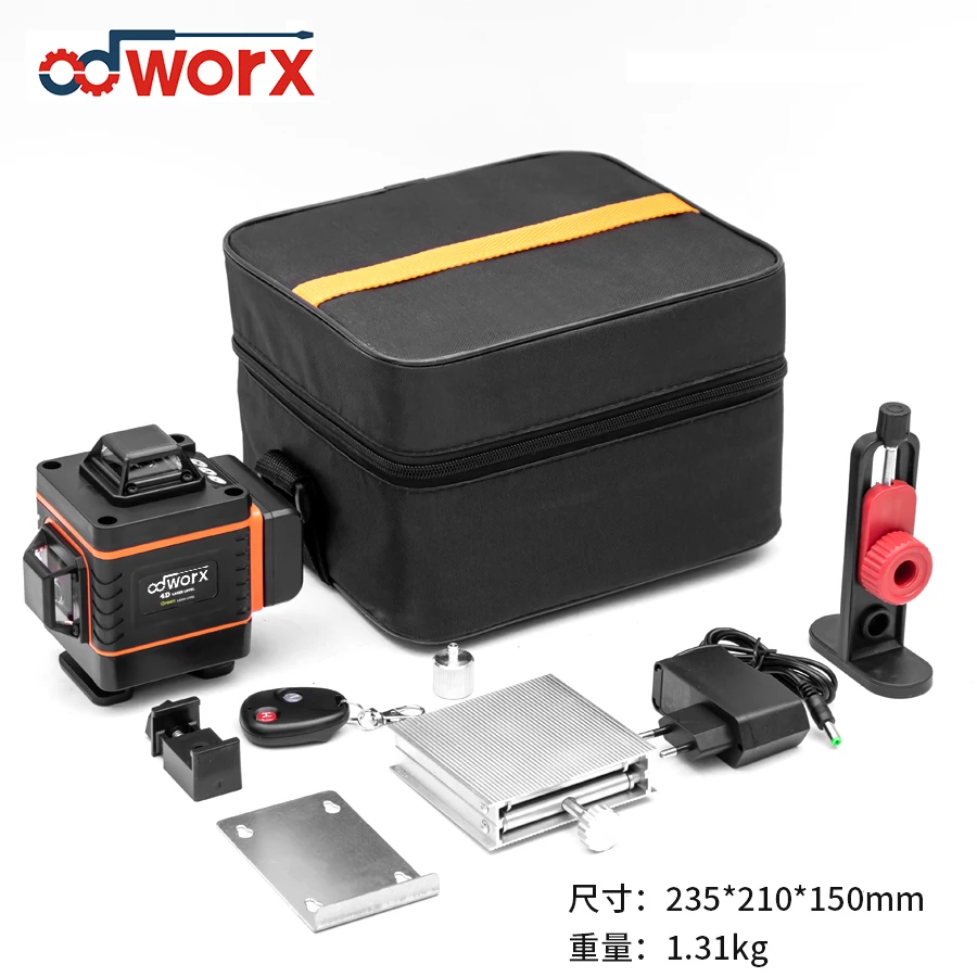 Лазерный уровень ODWORX 16 линий поворот на зеленую линию 4D самонивелирующийся 360 градусов горизонтальный и вертикальный супермощный Нивелир настенный лазерный