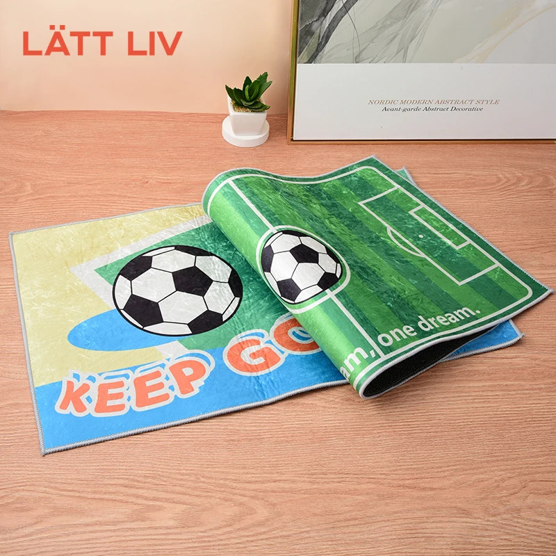 LATTLIV 2022 World Cup Football Field Design Non Slip Floor Rubber Mats Absorbent Bedroom Bathroom Door Rugs Bath Mats Set