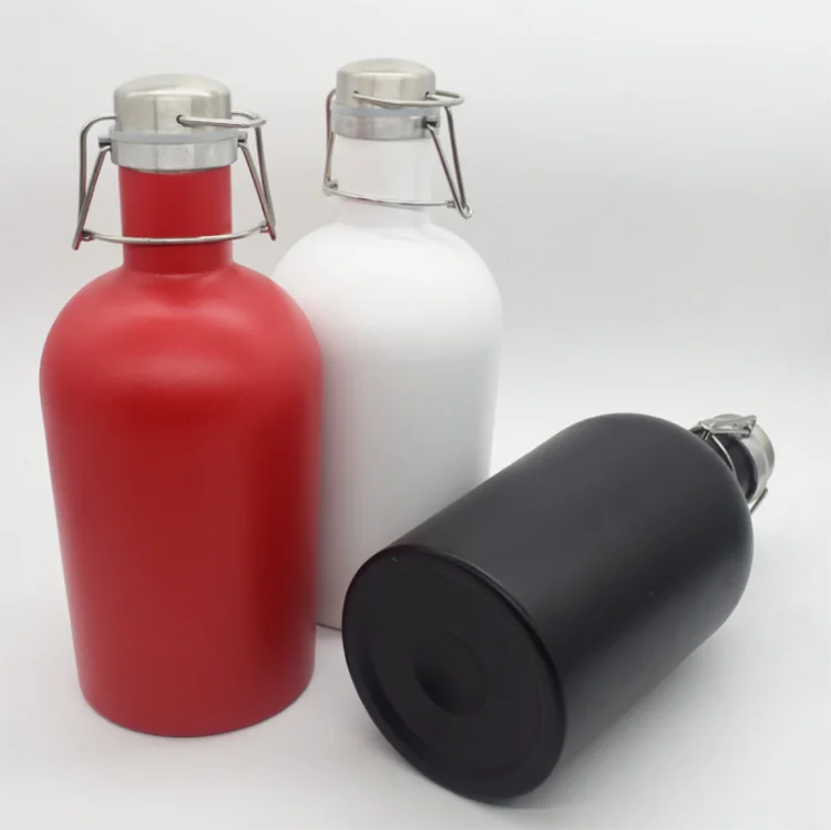 Half Gallon Customized Stainless Steel Insulated Water Bottle Camping Beer Growler Large Vacuum Jug With Shoulder Strap