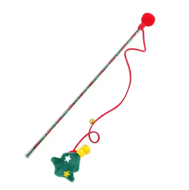 Toys for pets christmas pet gift Cute snowman Christmas tree bell teasing stick cat interactive movement toy