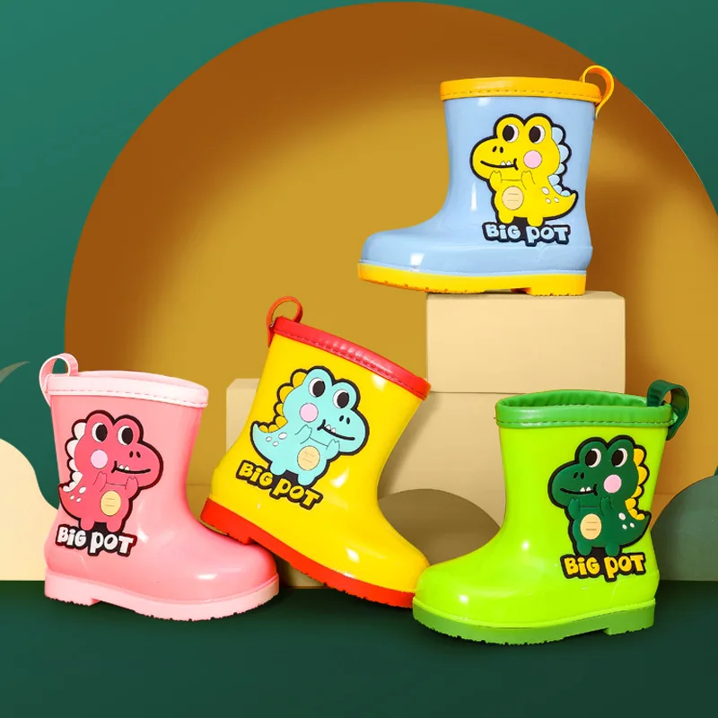 Удобные милые животные крутые специальные уникальные динозавры для студентов пластиковая обувь мультяшные водонепроницаемые резиновые сапоги детские резиновые сапоги для детей