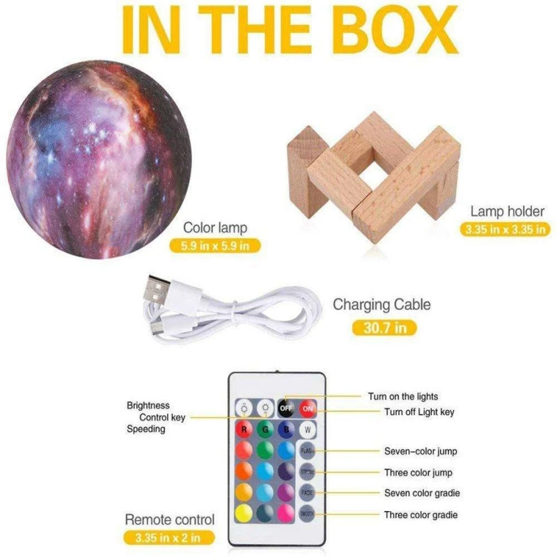 Modern Remote Control 3D Moon Lamp Rechargeable 16 Colors Bedroom Sky Star Night Light  Smart Home Lights