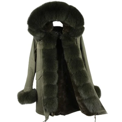 Founder 2022 Winter Women Luxurious Fur Coat Faux Fur Lining Detachable And Frontier Real Fox Fur Parka