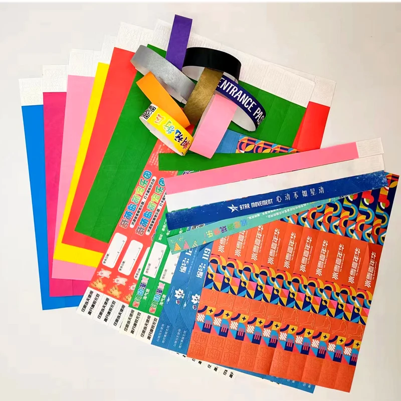 Custom Waterproof Tear Resistant Paper Bracelet logo sticker Party Event Tyvek Bracelets Wristband