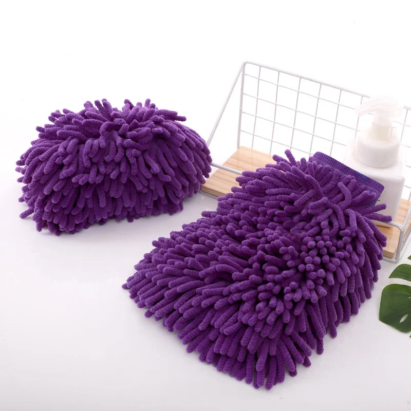 Double-Sided Chenille Cleaning Gloves Absorbent Car Wash Mitt Tools