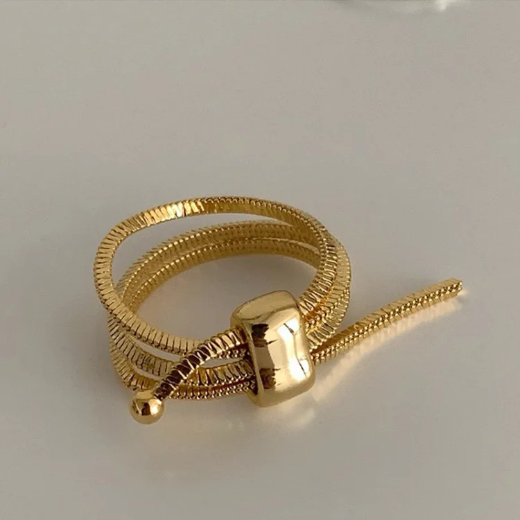 Multi Layered Round Snake Chain Ring Rectangle Soft Hollow Adjustable Rings for Women Trendy Minimalist Fashion Jewelry 2023