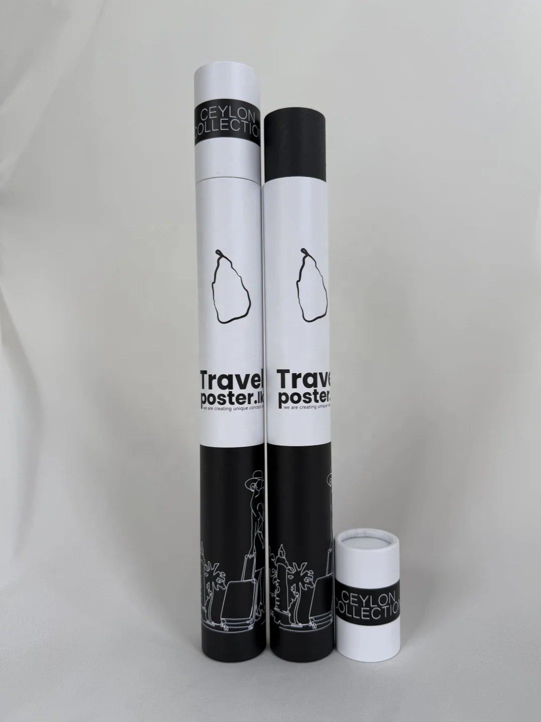 Eco Friendly Black and White Customized Tube Packaging Slim Cylinder Poster Paper Tube for Incense Stick Packaging