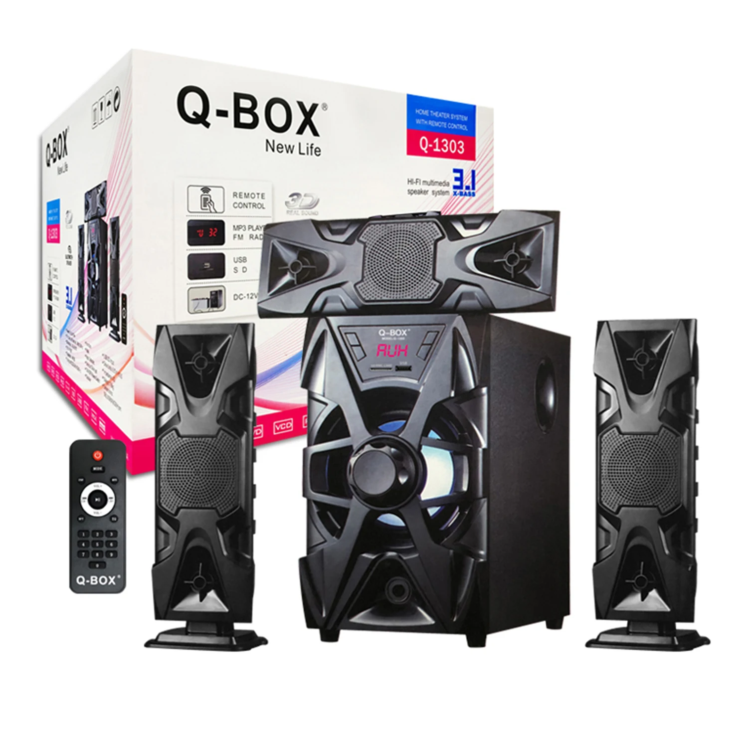 Q1303 tabler умный дом портативный аудио динамик 3D музыка светодиодная подсветка умный беспроводной динамик со всесторонним звуком En
