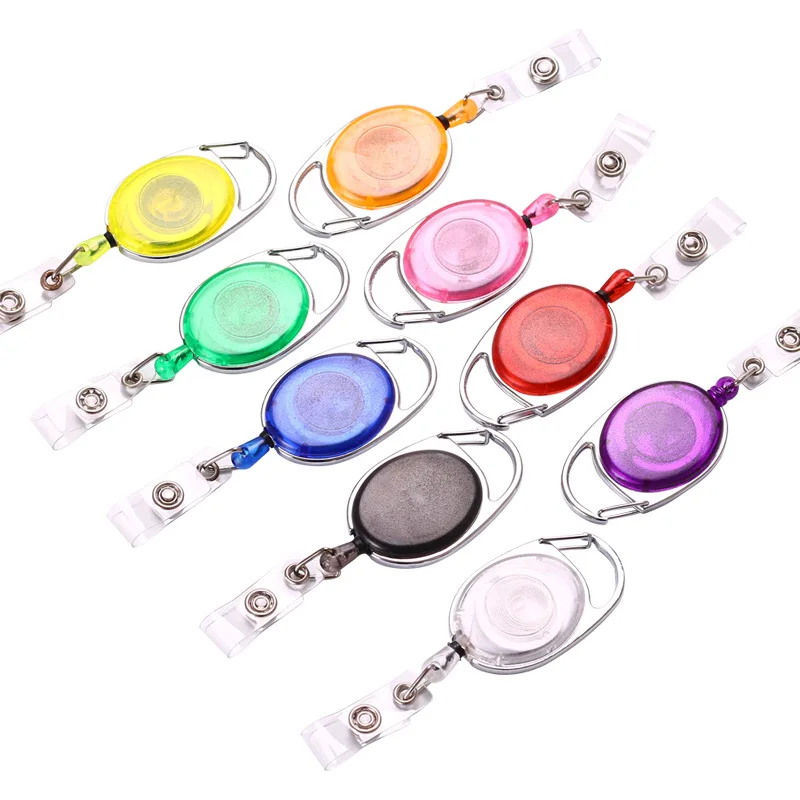 Hot Selling Custom Assorted Color Plastic Heavy Duty Retractable Nurse ID Cards Badge Holder Carabiner Badge Reel with clip