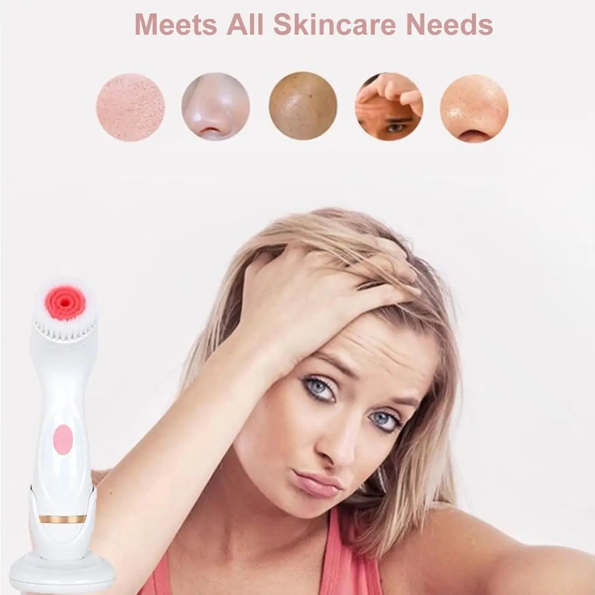 3 IN 1 Face Cleaning Brush For Deep Cleansing  IPX7 Waterproof Electric Silicone Facial Cleaner Face Skin Cleaner