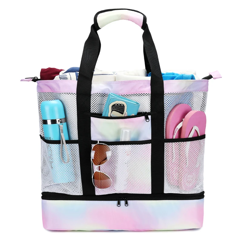 Custom large waterproof cooler mesh tote pool summer women beach bag