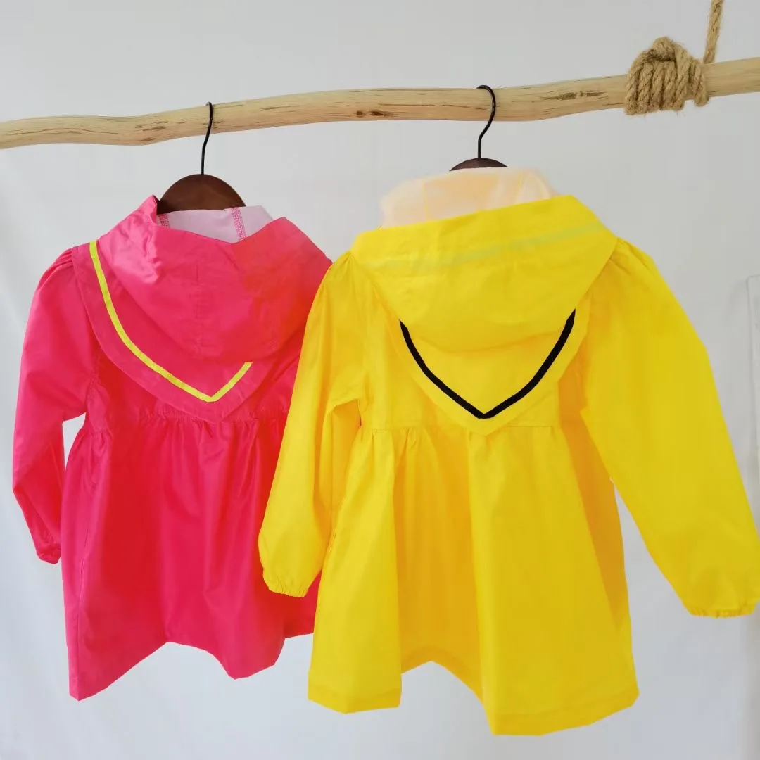 New style girls college wind princess waterproof coat nylon kids raincoat for school nice rain jacket for children