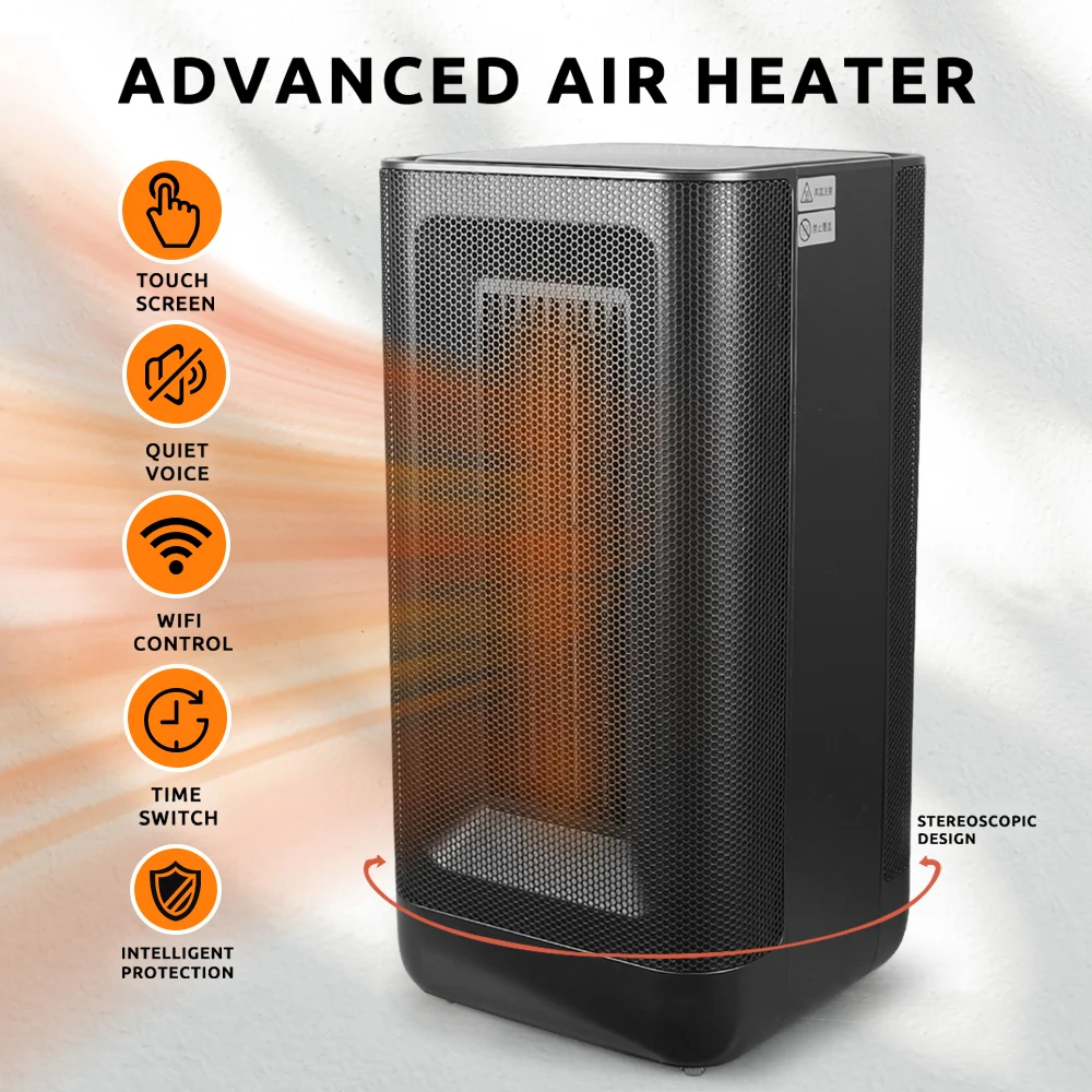 Space Heaters for Indoor Use Portable fan Heater 1500W PTC Electric Heater with remote Thermostat Fast Safe