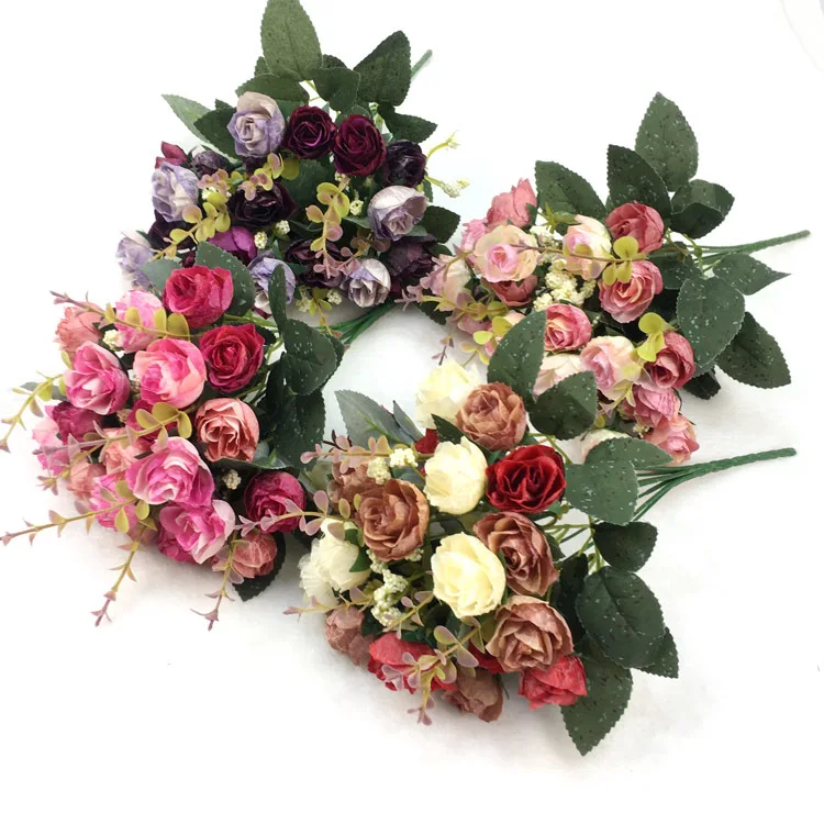 OEM quality handmade fabric flowers plastic artificial flowers bouquet