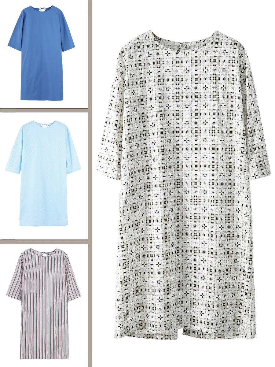 Wholesale Prices Men Women Printed Patient Gowns 100% Polyester Hospital Gowns