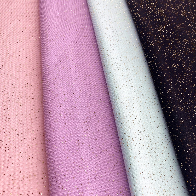 Shimmer Shinny Gold Foil No MOQ Jacquard Knitted Shimmer Bullet Liverpool Fabric by Yard