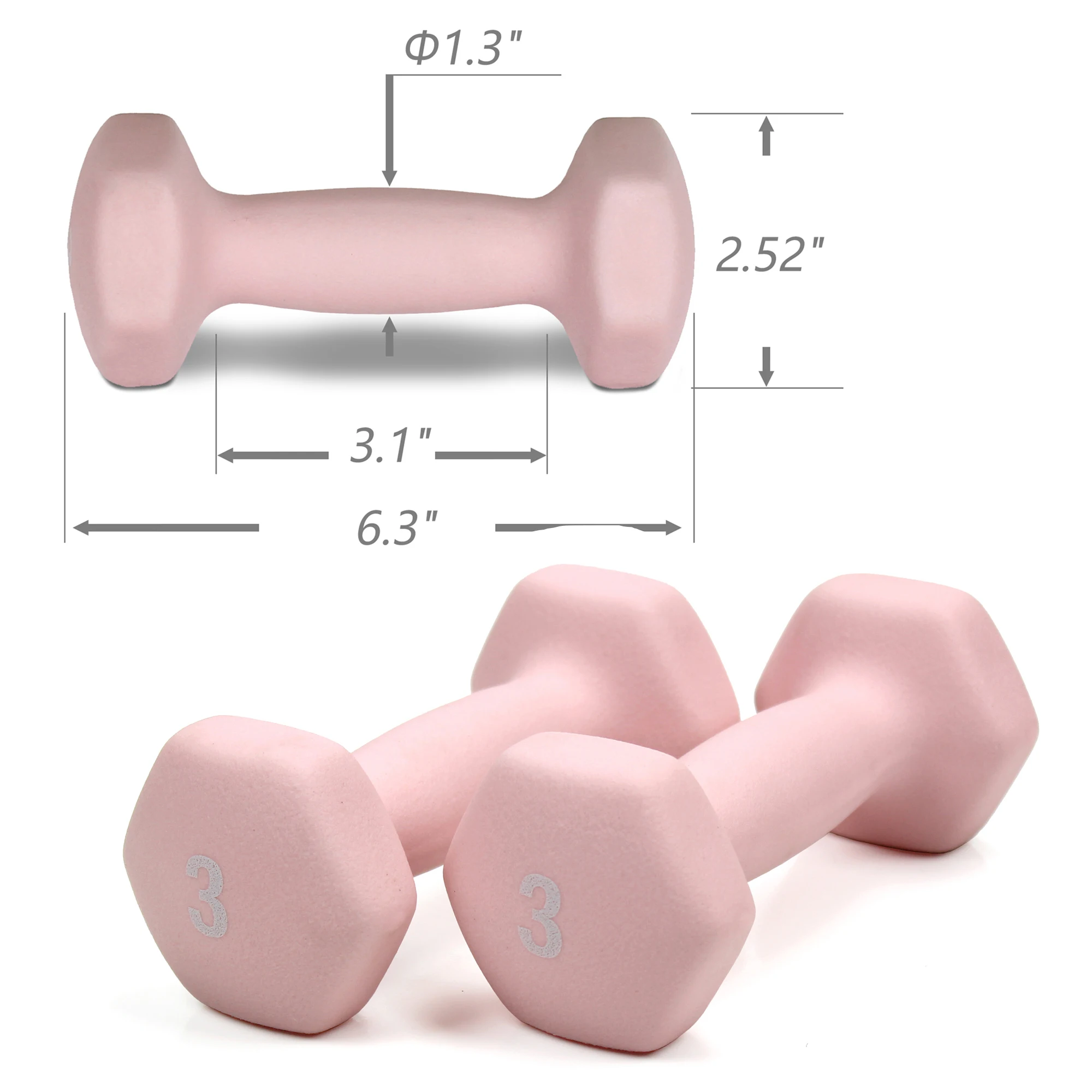 Resistance Women light weights Plastic dip Equipment Yoga Cast Iron  Neoprene Hex Dumbbell