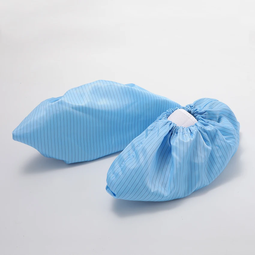 Dustproof Washable Cleanroom Polyester Fabric ESD Shoe Cover Anti-static Shoe Covers with Elastic