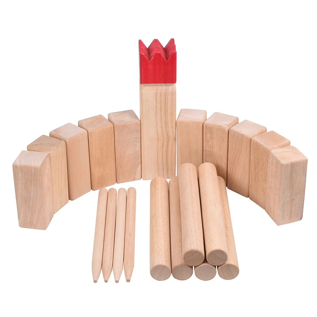 Educational Garden Games for Kids and Adults Outdoor Wooden Kubb Game Set  for Fun and Learning