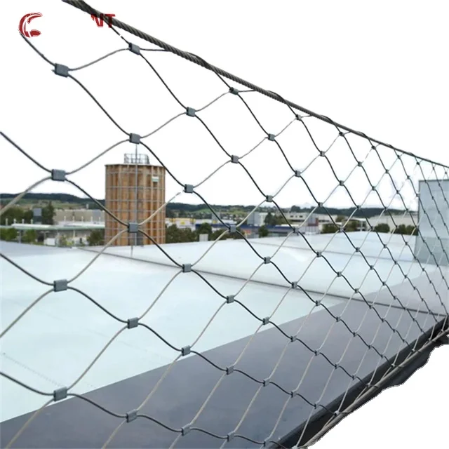 Flexible SUS304 SUS316 Steel Wire Rope Mesh Hole 50x50mm For Bridge Balcony Patio Protection