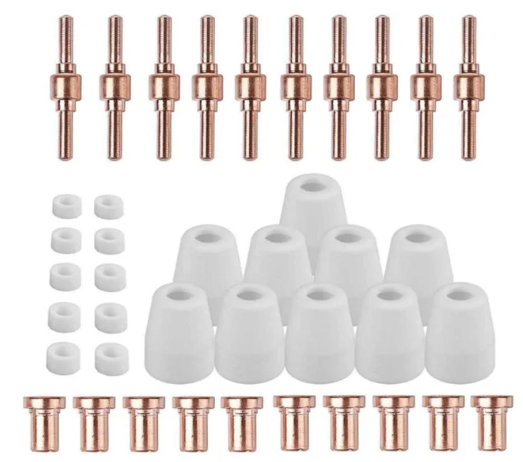Plasma Cutting Consumable 40pcs PT31 LG40 Tip Nozzle Electrode Extended Shroud Shield Cup Kit