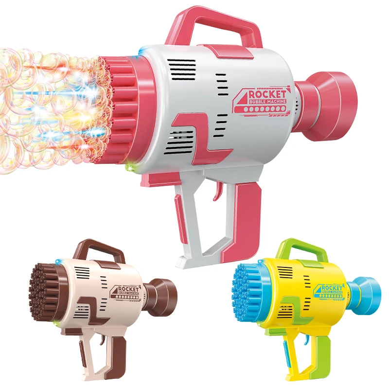 Hot selling 49 Hole LED Light Gun Manufacturer Soap Bubble Toys Kids Rocket Bubble  Gun Machine Toys