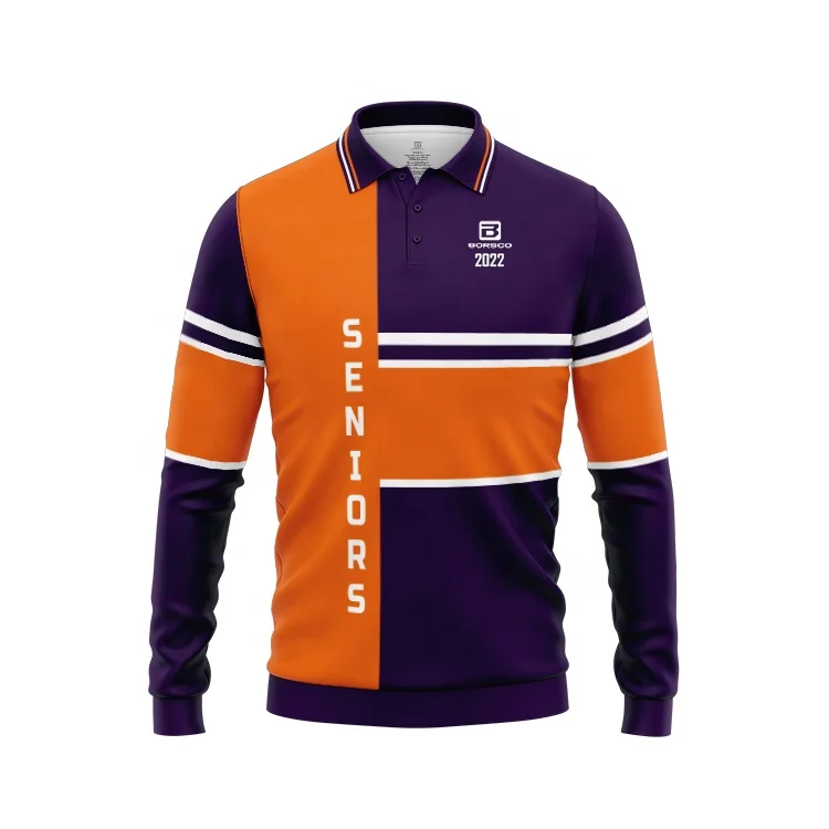 Casual Rugby Polo Shirt Long Sleeves Rugby Jersey Rugby Jumper School Leavers with Custom Logo