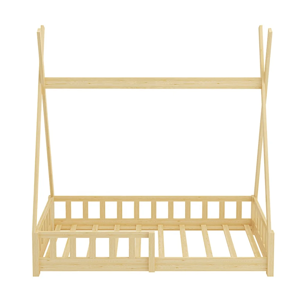 Bedroom furniture wooden children kids floor frame beds, floor house bed for kids