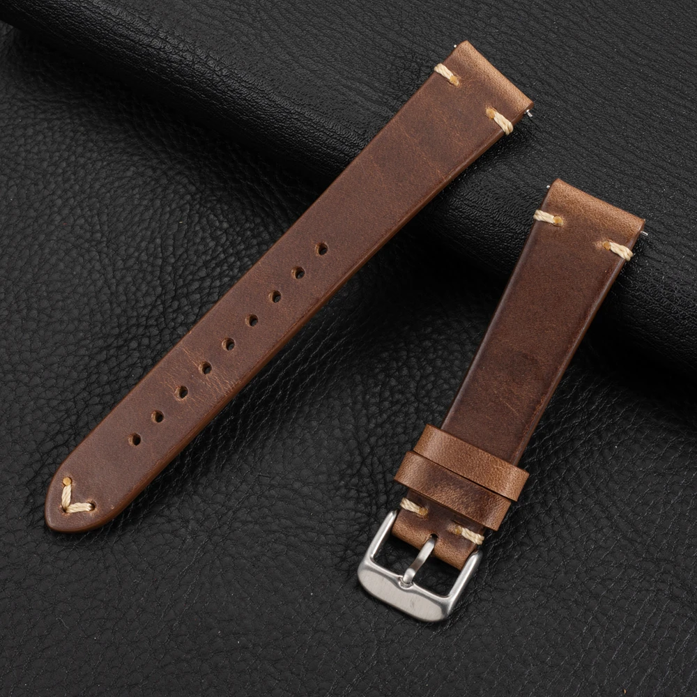 LAIHE Customize Handmade Luxury 12mm14mm 16mm 18mm 19mm 20mm Retro Vintage Horween Leather Watch Bands Straps For Men