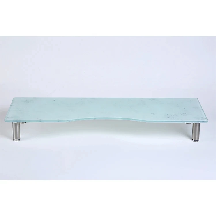 Manufachture new arrival height adjustable marbling glass monitor riser for laptop