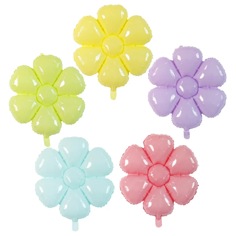 New Design Film Middle Colorful Macaron Daisy Shaped Aluminum Foil Balloons For Baby Shower Birthday Wedding Decoration Balloons