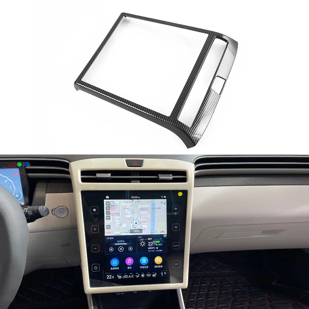 Fuxuan Car Accessories 2022  Dashboard Central Display Screen Navigation Cover Frame For Hyundai Tucson 2022 Auto ABS