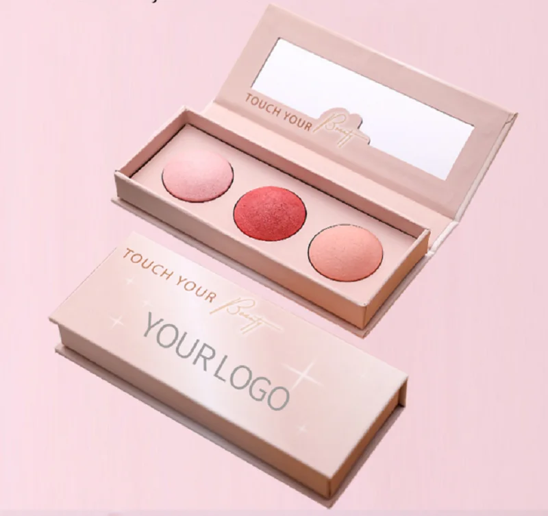 1201 3 colors baked Blush waterproof palette makeup long lasting Customize vivid face cream Blush for face