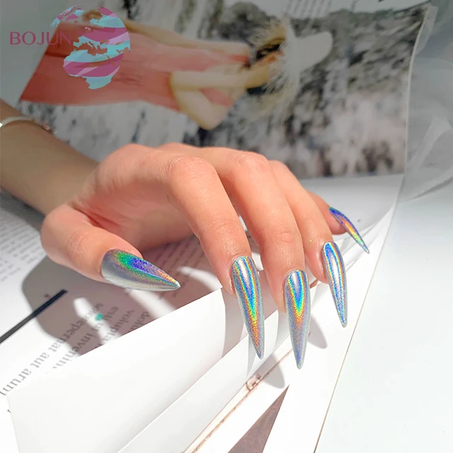 BOJUN Wholesale Easy Rubbing Glitter Powder Holographic Solid Nail Powder