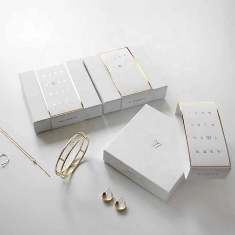 Custom High Quality Recyclable 2 Piece White Rigid Luxury Necklace Box logo Paper Gift Packaging