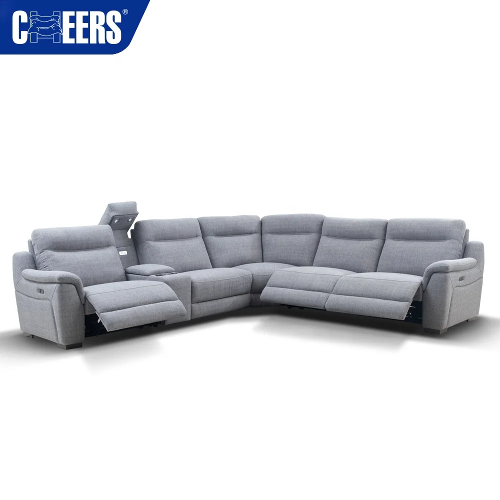 Секционный диван MANWAH CHEERS Factory из серой ткани для гостиной с ящиком хранения и светодиодной подсветкой домашняя мебель