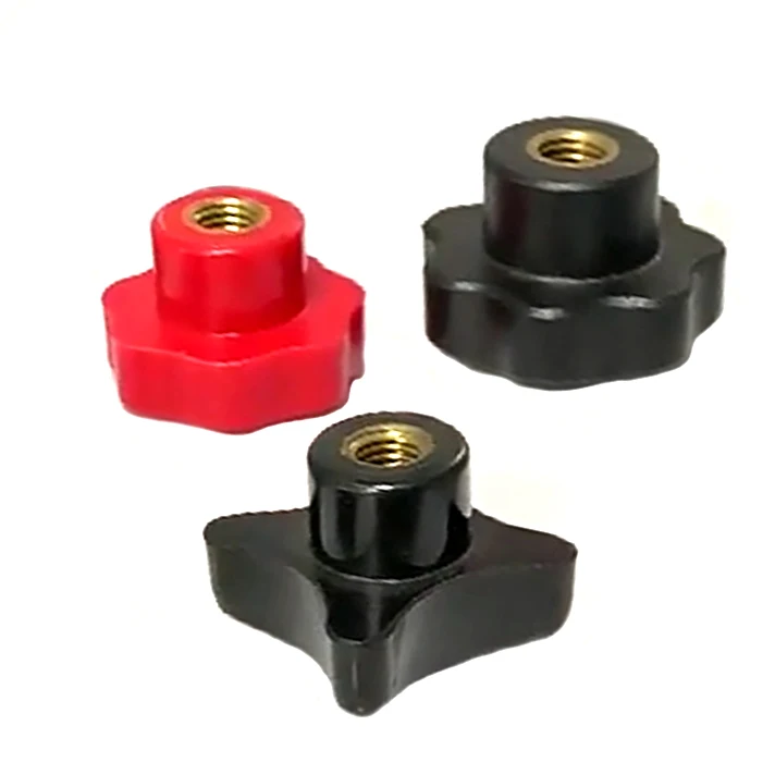 M4 M5 M6 M8 M10 Black Plastic Five Star Head Knob Stainless Steel Mat Plum Bakelite Hand Screw Knob Clamping