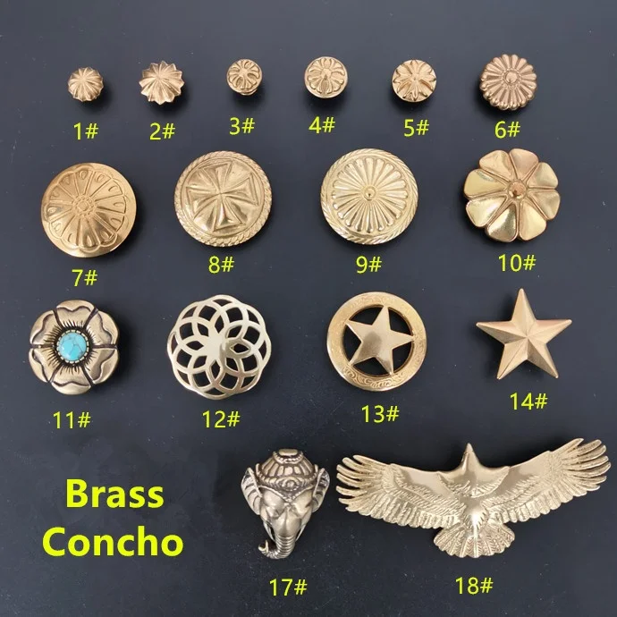 Western Equestrian Tack Antique brass conchos screwback