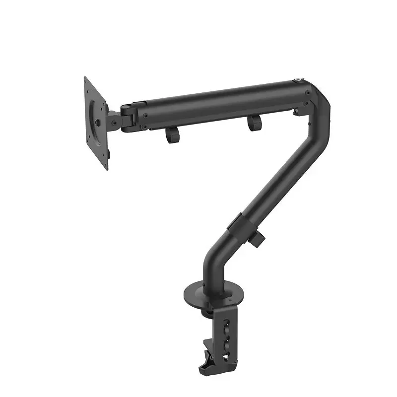 Black Gas Spring single Monitor Arm With 180 degree Swivel and adjustable Monitor clamp mount