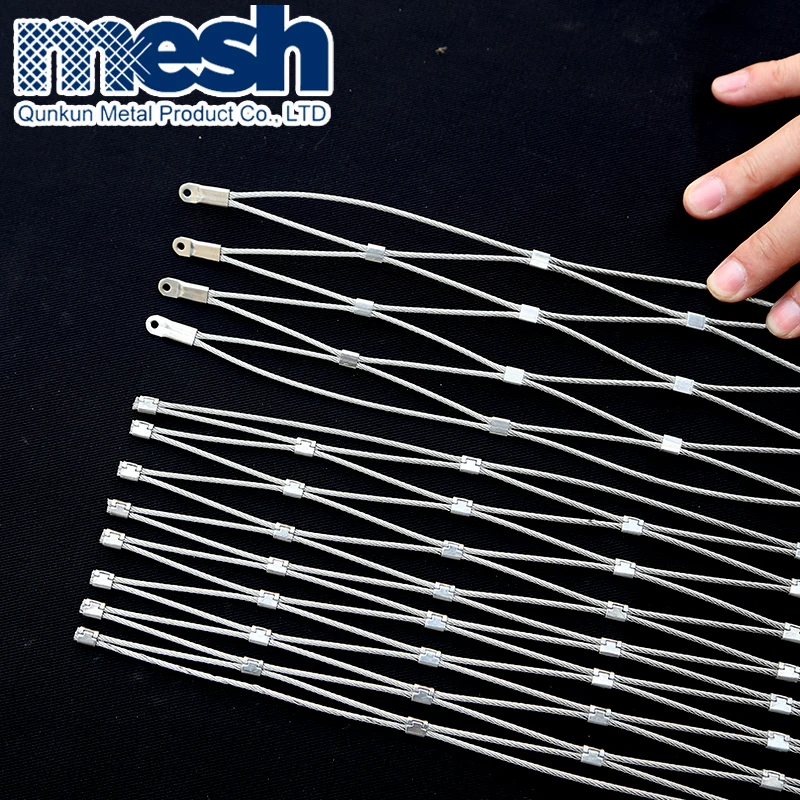 Ferrule Type rope mesh Zoological enclosure Stainless steel wire rope zoo fencing mesh