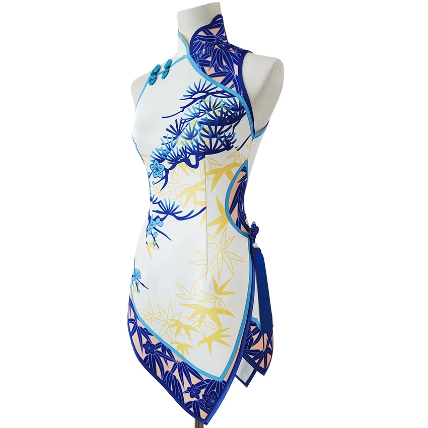 Игра Нарака Bladepoint Косплей Yoto Hime синий без рукавов Cheongsam в китайском стиле Хэллоуин Косплей Костюм