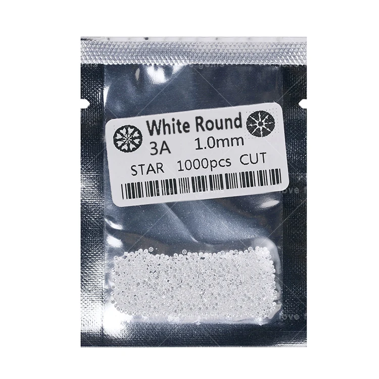 all size China wholesale 3A grade 1000pcs/pack 0.8mm-3.0mm cz stones loose cz round star cut white color cubic zirconia