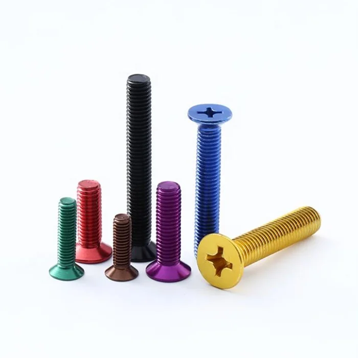 DIN 965 aluminum anodized 7075 6061 6063 colorful cross countersunk head machine screw