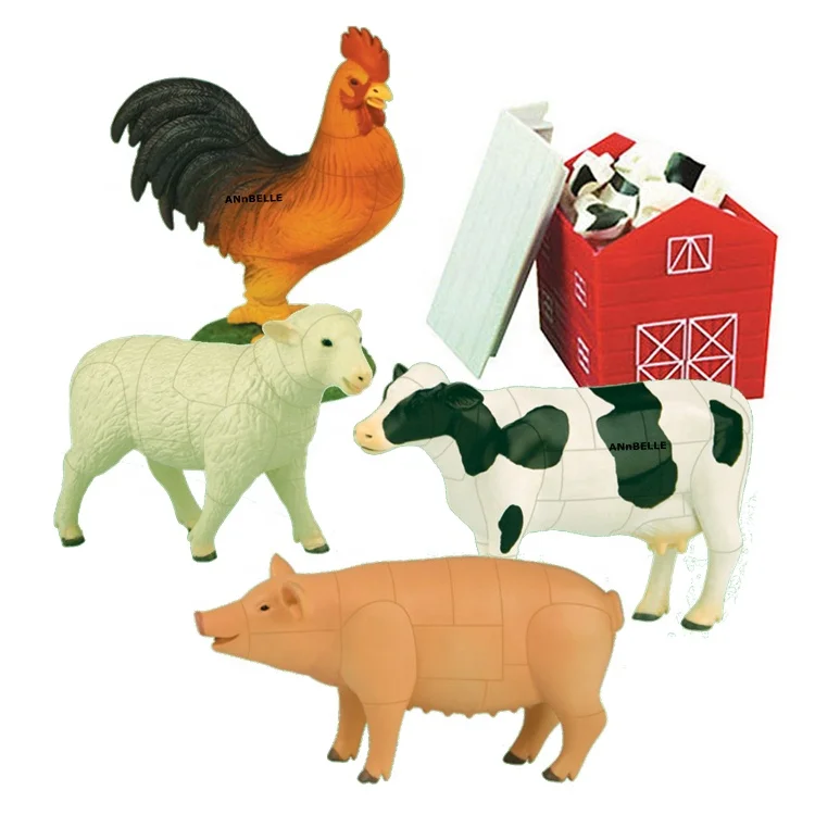 3D-пазл с животными на ферме, капсулы с животными, пазл со свиньей, овечкой, молоком, коровой, петухом