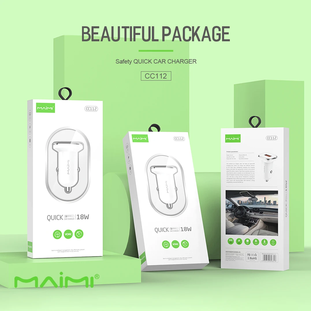 Maimi CC112 fast car charger  QC3.0USB for smart phone car charger adapter super fastcharger VOOC FCP AFC Fast charging protocol