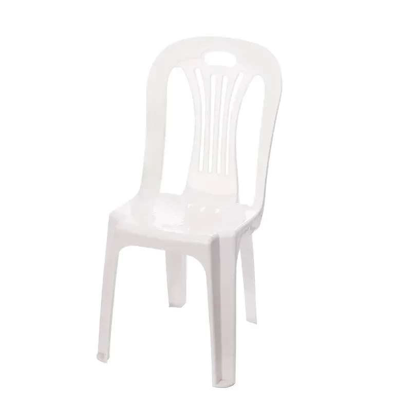 Armless White Stackable Plastic Dining Chair  Cheap Outdoor Furniture Garden Beach Chair Night Markets Barbecue Food Stalls