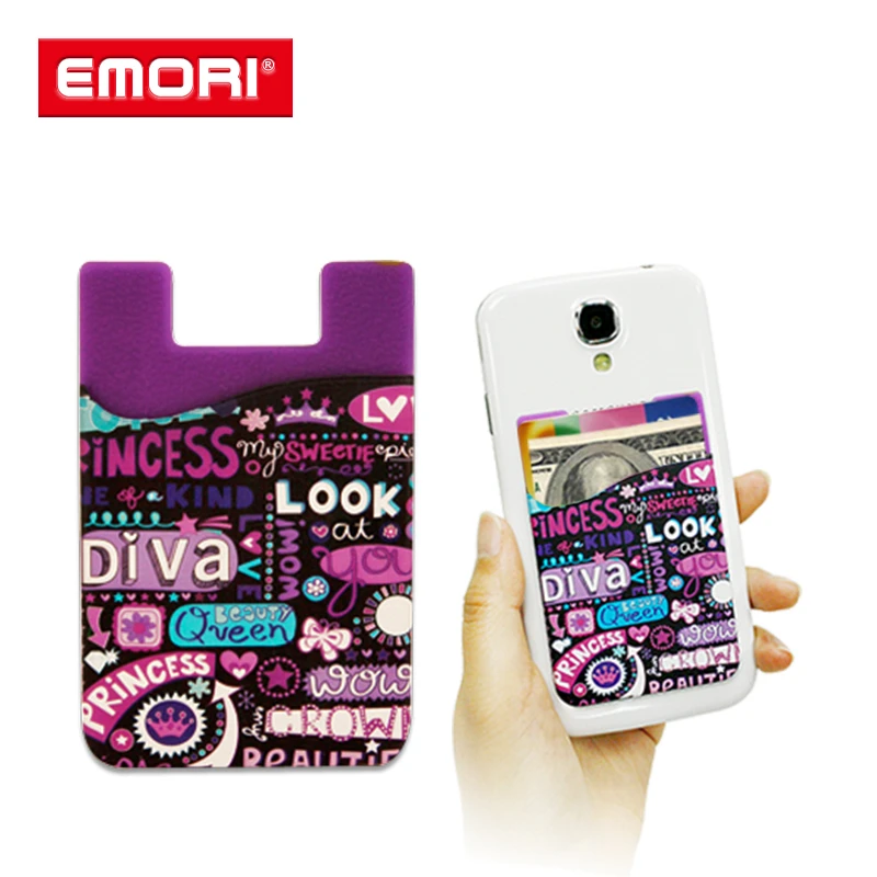 Perfect Full Offset Printing Silicone Credit Card Holder Wallet for iPhone