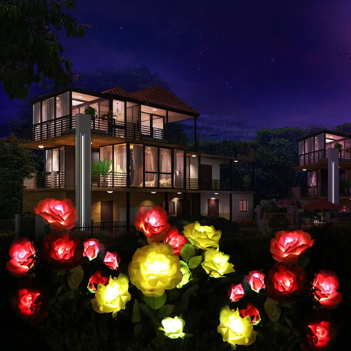 3 LED Outdoor Rose Flower Solar Light Garden Yard Lawn Night Lamp  Landscape Lights Outdoor Garden Decor for Yard Patio Backyard