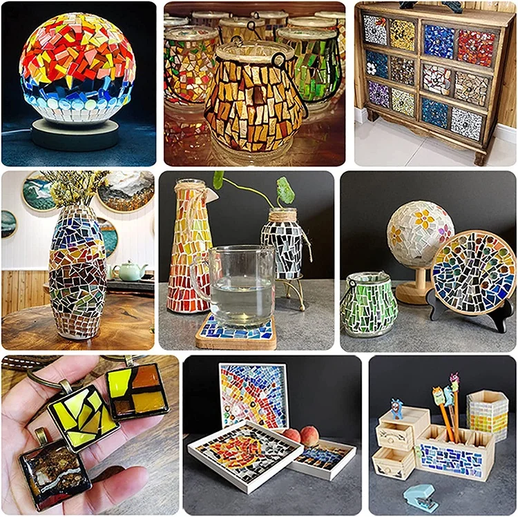 WANDIOR Factory Store Mixed Color Glass Cullets Scrap Pieces Stained Glass Sheets Glass Mosaic Tiles for Crafts